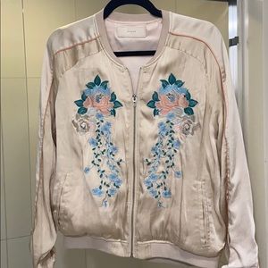 Floral Embroidered Silk Bomber Jacket Blank NYC